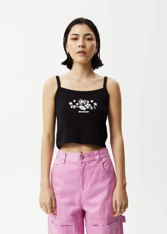 AFENDS Womens Jeet - Graphic Tank - Black soft pink tank