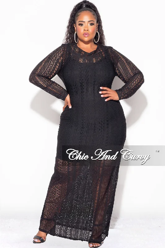 Final Sale Plus Size See-Through Dress in Black