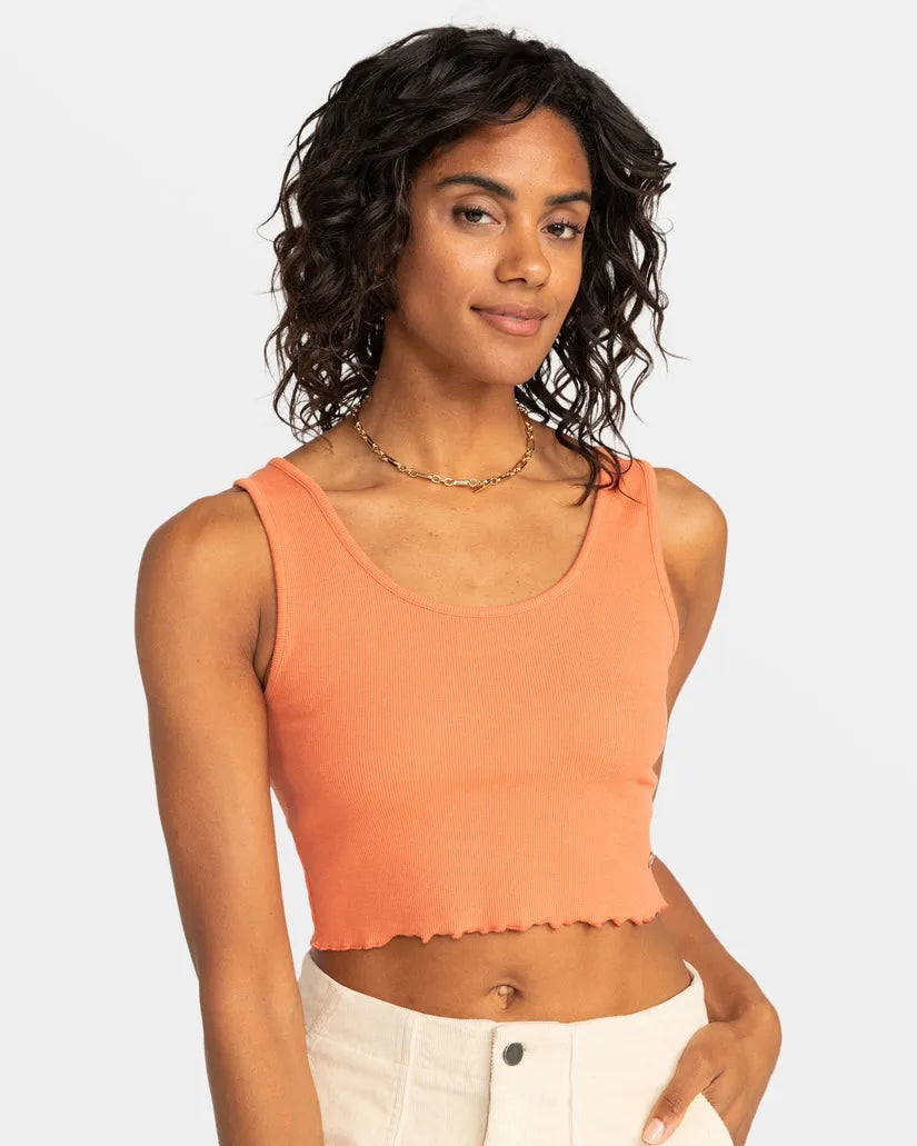 Roxy Womens Tank Top Keep It Wavy Ribbed high neck tank
