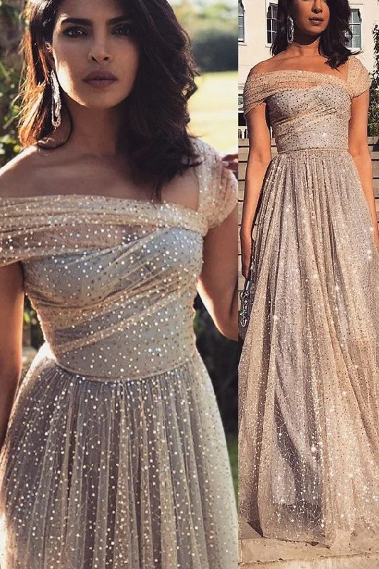 Unique Gold Sparkle Long Prom Dress Formal Evening Dress  cg2956