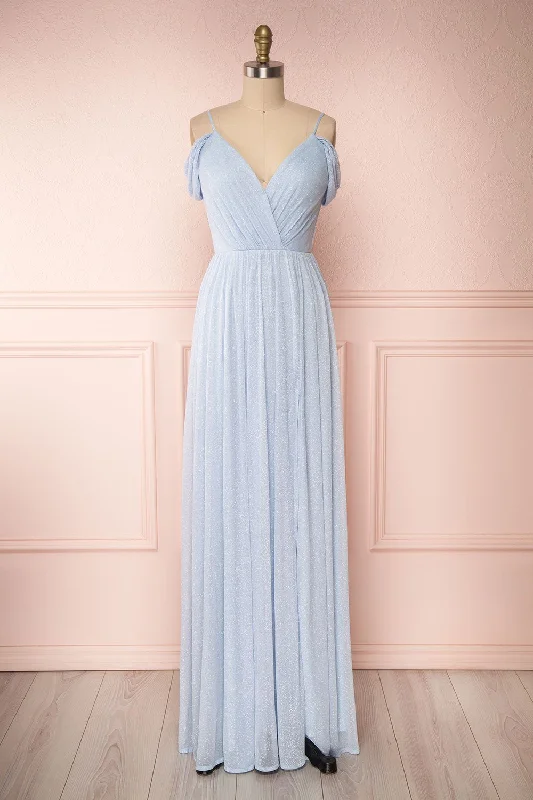 Cephee Dusty Blue | Maxi Glitter Dress