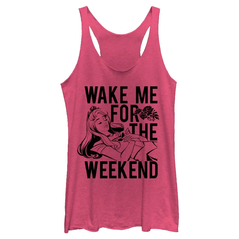 Women's Sleeping Beauty Wake Me for Weekend Racerback Tank Top cropped tank top