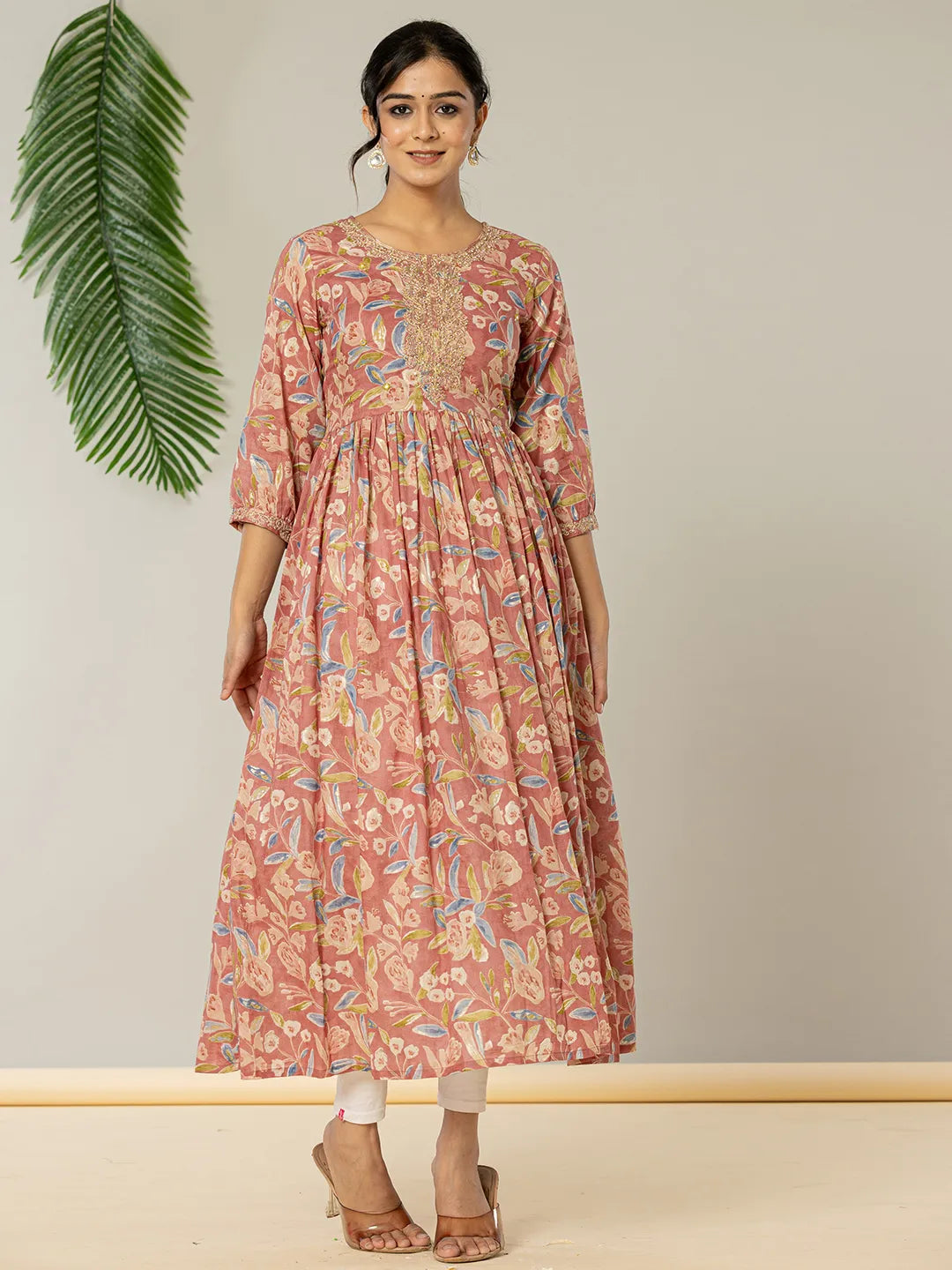 Yufta Pink Pure Cotton Sequins_Work Dress