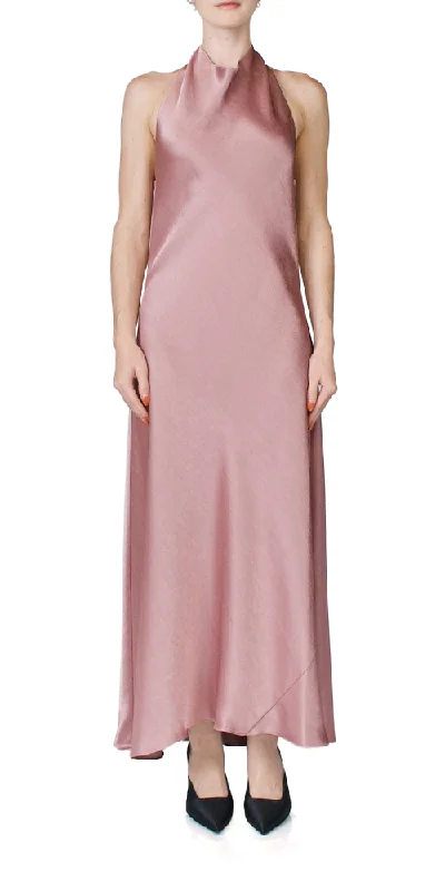 Draped Cowl Neck Halter Dress