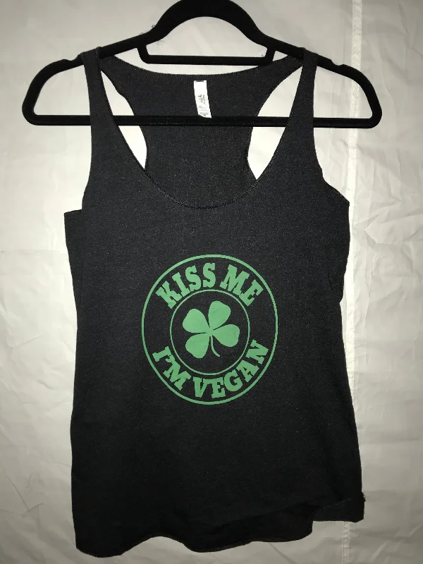 Kiss Me I'm Vegan Tri-Blend Racerback Tank vibrant tank top