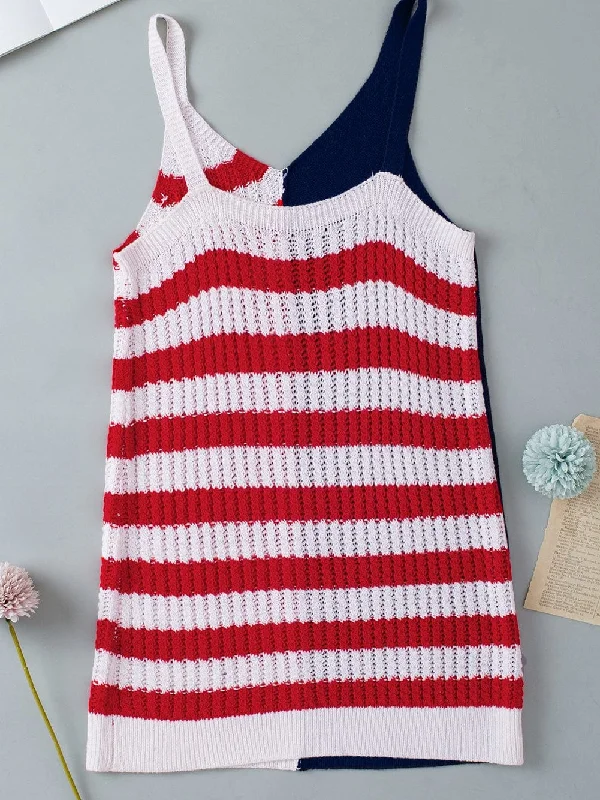 Red White and Blue Striped Tank neon tank top