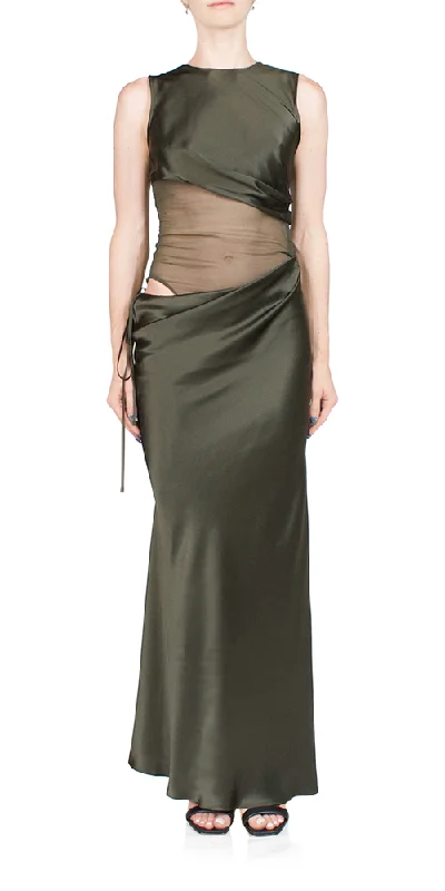 Verdant Falls Sheer Torso Dress