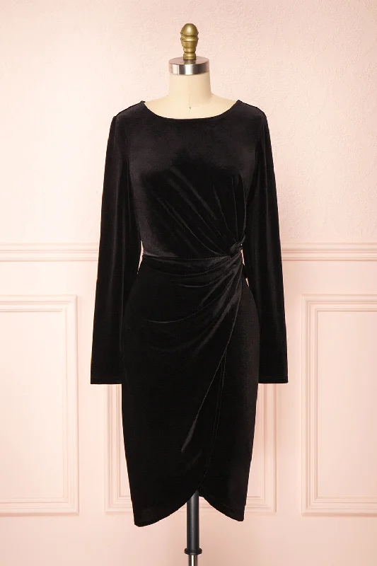 Cartagena | Black Velvet Fitted Dress
