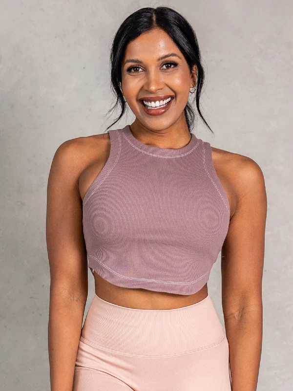 Stride Rib Tank - Almond peach tank top