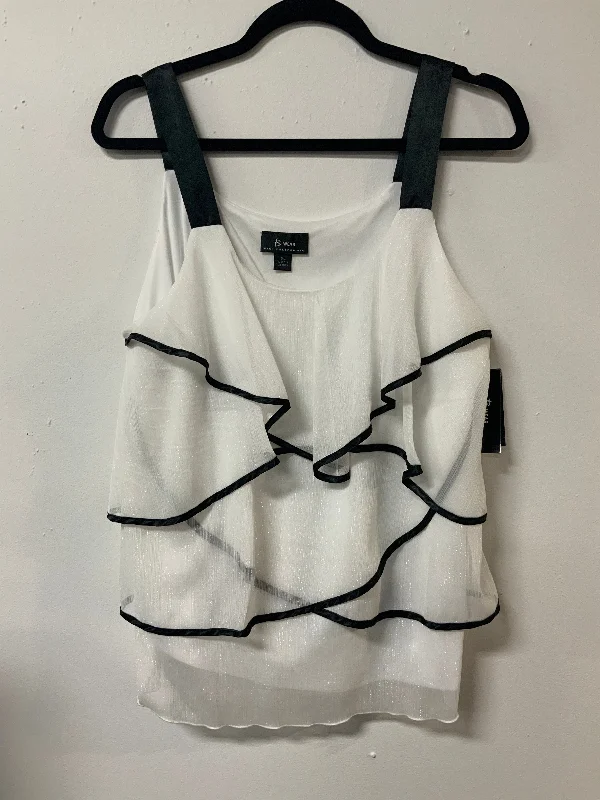 B.Wear (XL) white & black ruffle tank top NWT spandex blend tank