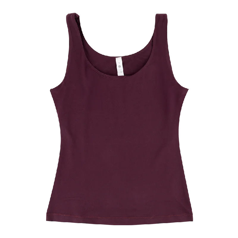 Maroon Round Neck Buttery Tank striped tank top