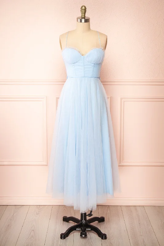 Chaya Blue | Midi Tulle Dress w/ Corset
