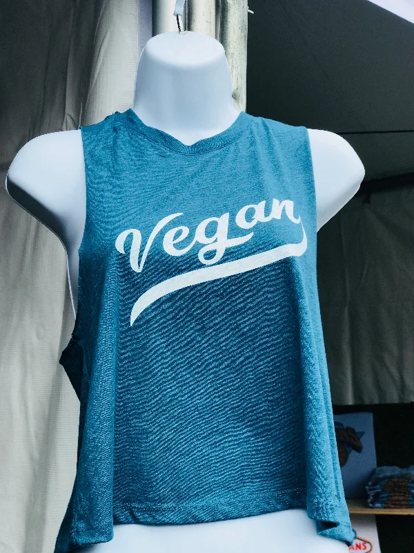 Vegan Classic Retro Tri- Blend Crop Tank Top sleep tank top