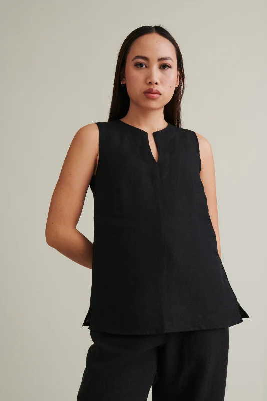 Rumar Linen Tank Top Black strapless tank top