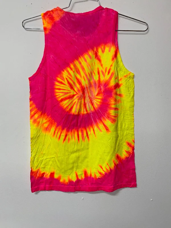 Colortone (M) orange yellow pink tank, tie dye flirty tank top