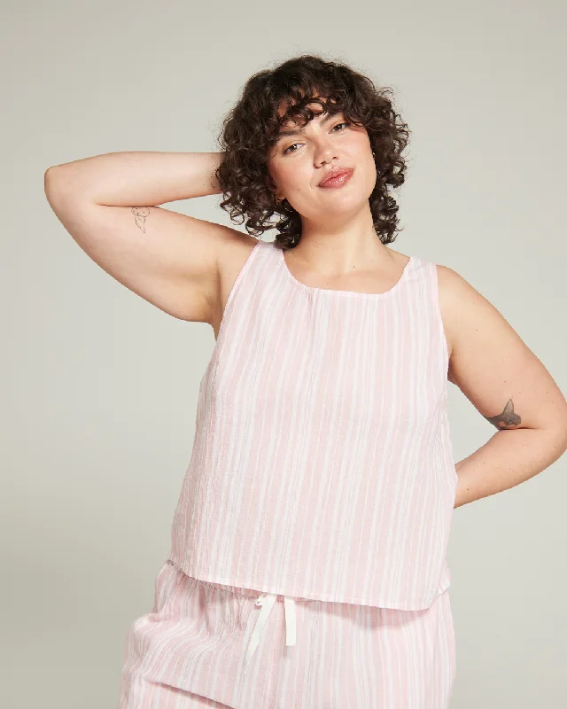 The Tank - Fondant Pink Stripe cutout tank top
