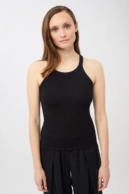 Ribbed Tank Top Black athletic tank top