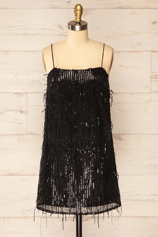 Cerdanyola | Short Black Sequin Dress