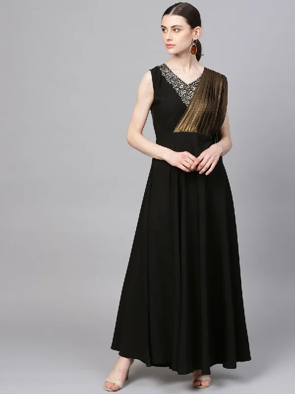 Ahalyaa Black Crepe Dress