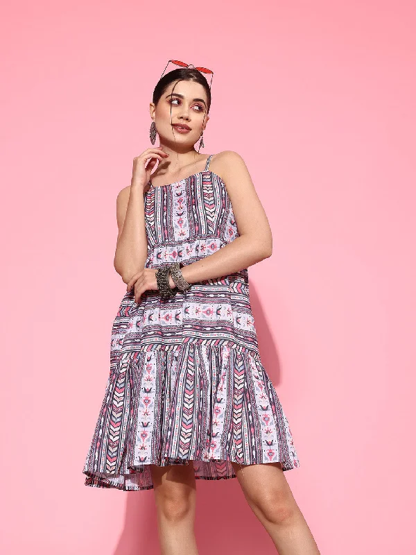 Yufta Ethnic Motifs Print A-Line Pure Cotton Ethnic Dress