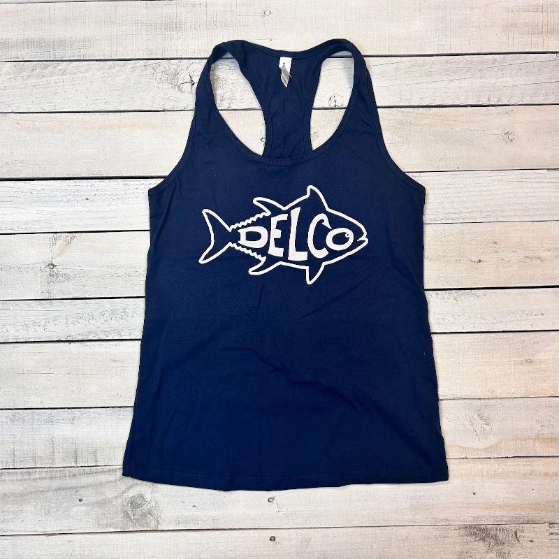 DELCO Tuna Navy Ladies Racerback Tank relaxed fit tank