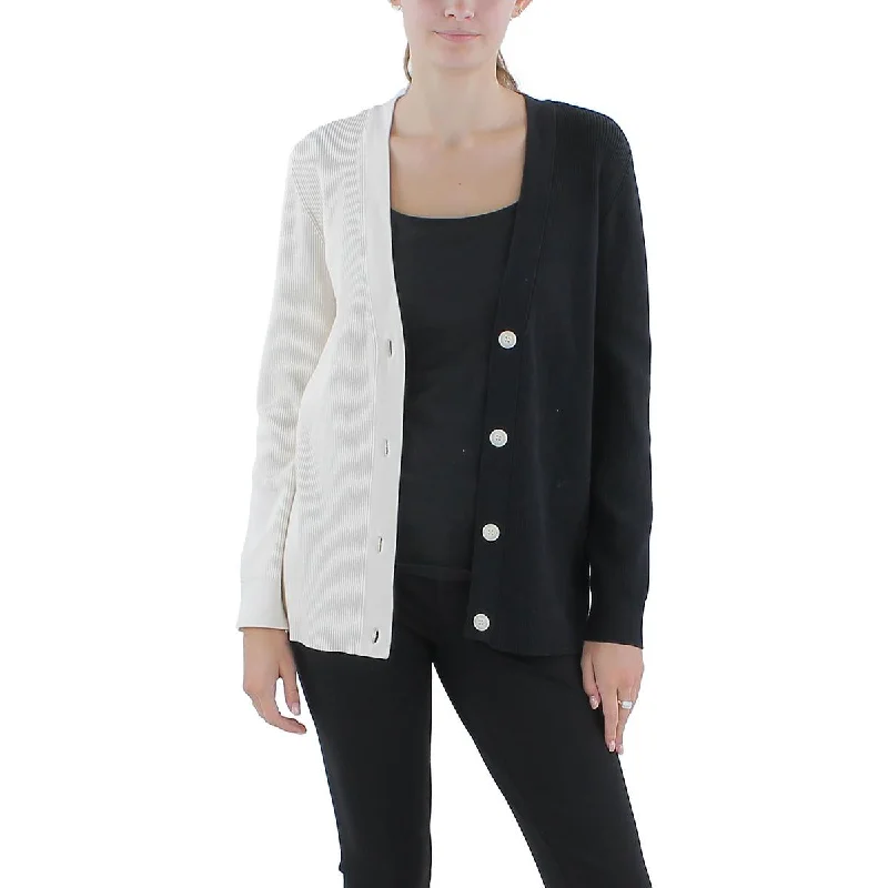 Anne Klein Womens Ribbed Long Sleeve Cardigan Sweater