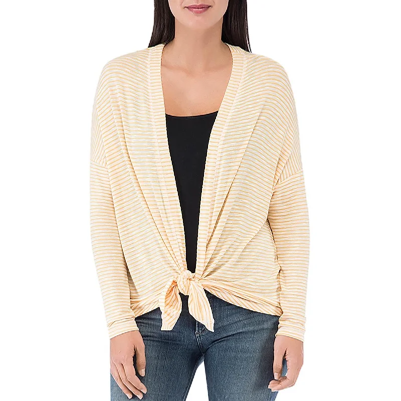 B Collection by Bobeau Womens Striped Open Front Cardigan Sweater