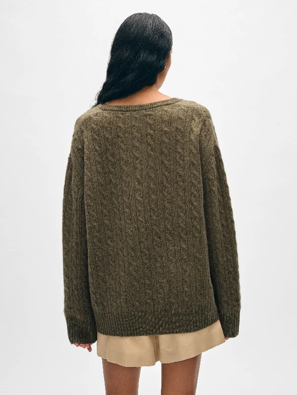 Cashmere Cable Knit V Neck