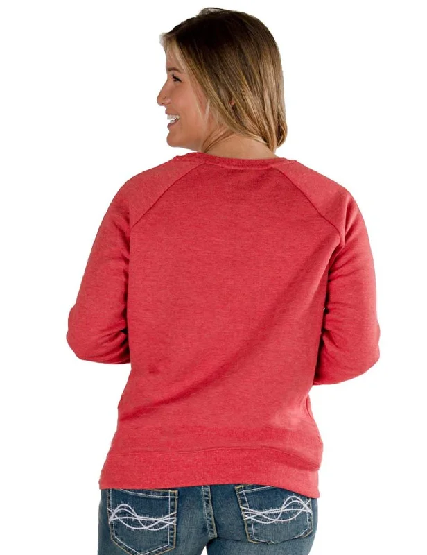 Cowgirl Tuff Womens Tequila Shot Red Poly/Rayon Sweatshirt