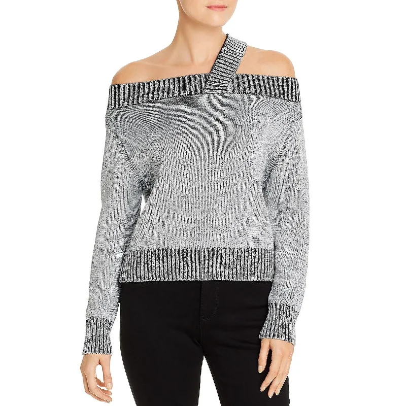 Elan Womens Ribbed Metallic Sweater