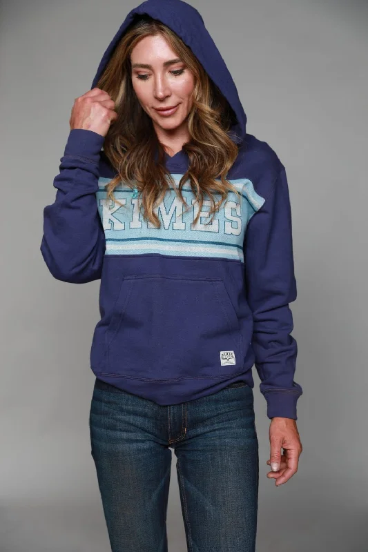 Kimes Ranch Womens North Star Hoodie Marine Blue Cotton Blend L/S