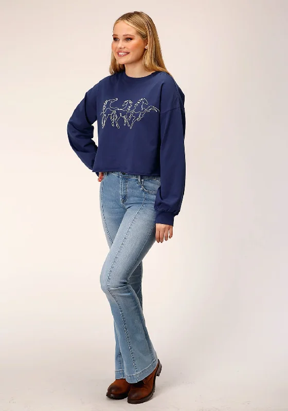 Roper Womens Broncos Blue 100% Cotton Sweatshirt