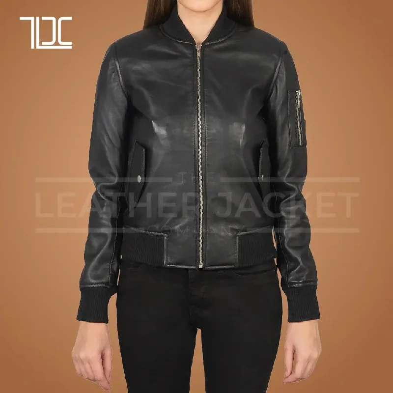 Aurorae Leather Bomber Jacket Women