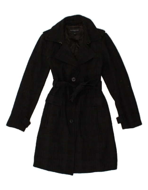 BANANA REPUBLIC Womens Overcoat UK 10 Small Black Check Polyester