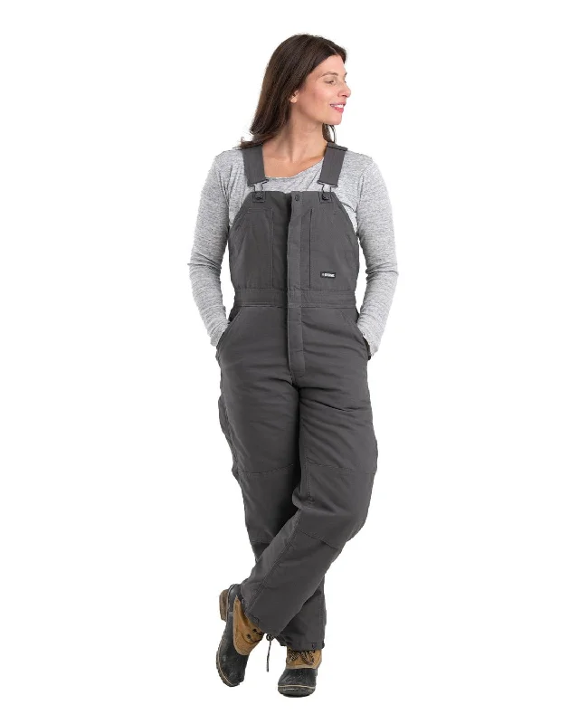 Berne Apparel Womens Softstone Duck Insulated Titanium 100% Cotton Bib Overall