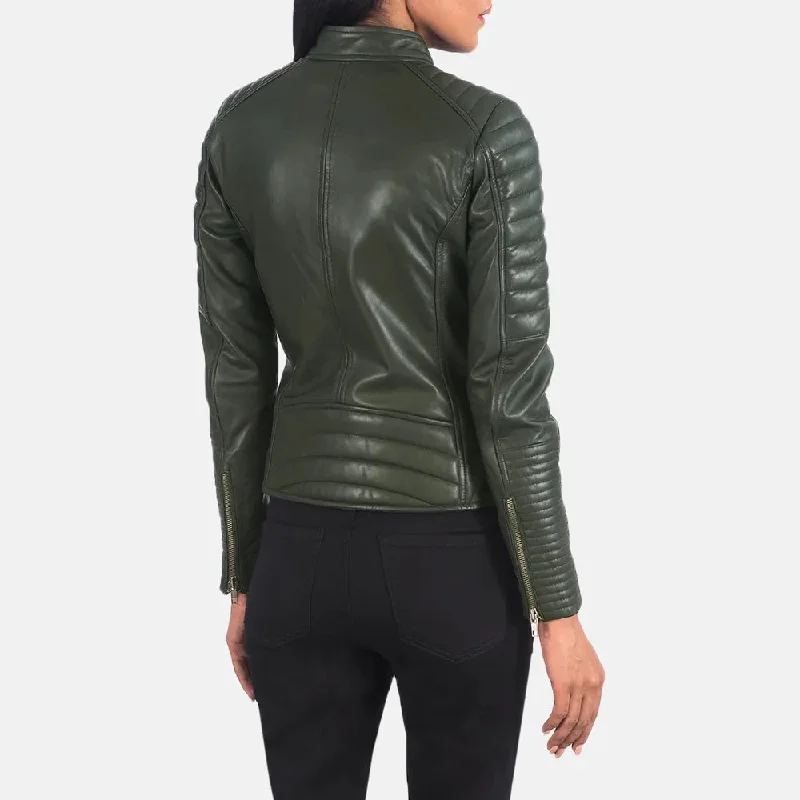 Biker Jacket Green - Sheepskin Leather