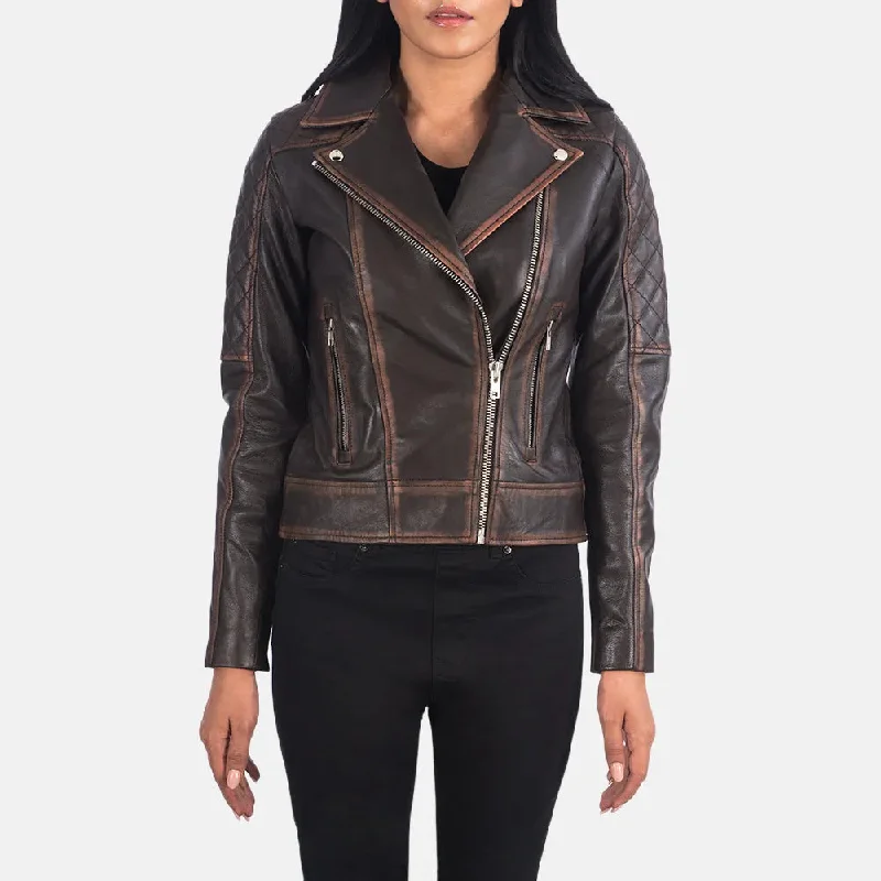 Vintage Brown Leather Racer Jacket