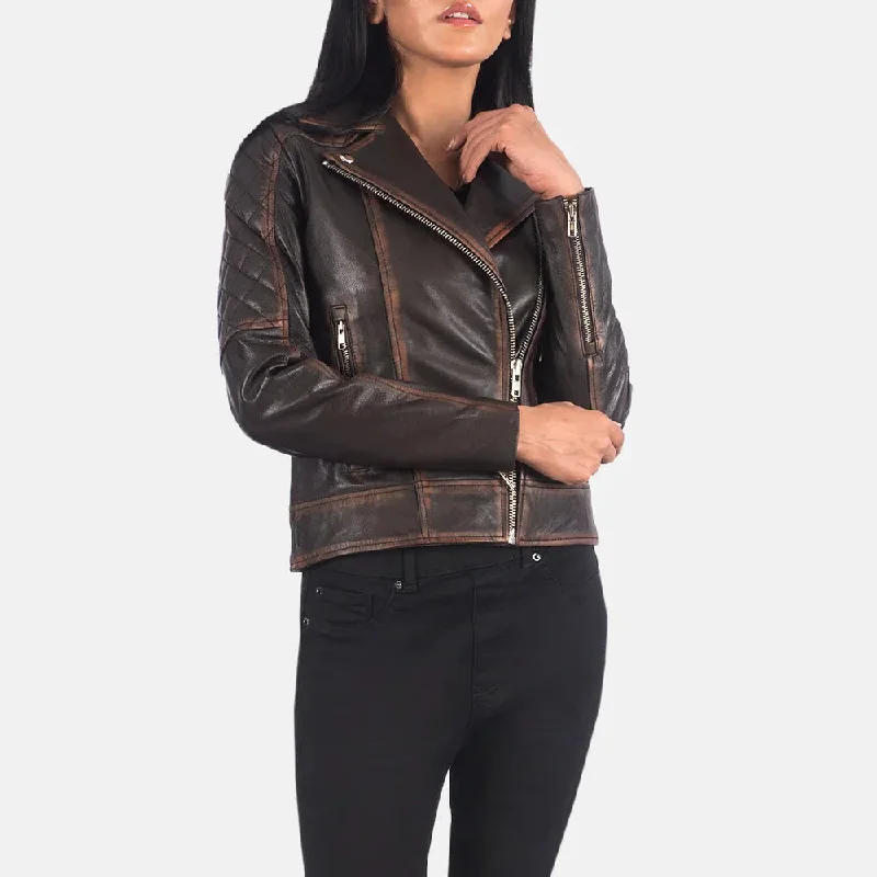 Vintage Brown Leather Racer Jacket