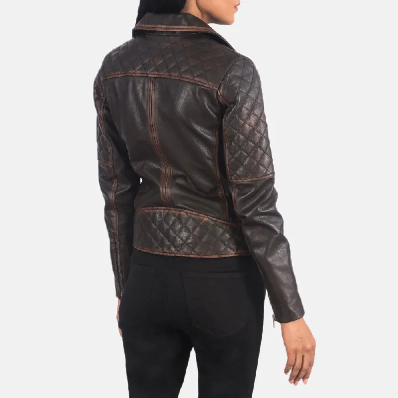 Vintage Brown Leather Racer Jacket