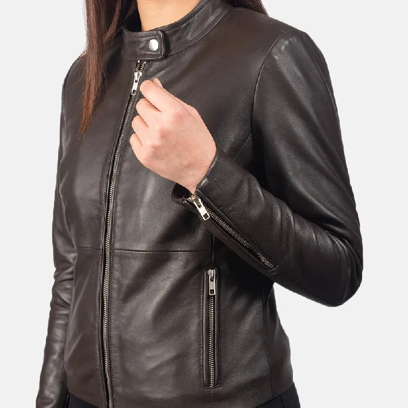 Brown Motorcycle Riding Jacket - Band with Snap Button