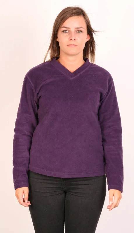 Peter Storm Womens L Fleece Jacket V Neck Purple Long Sleeve