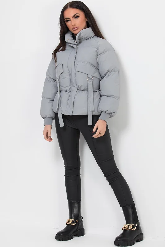 Puffer Jacket With Pocket Detail Grey