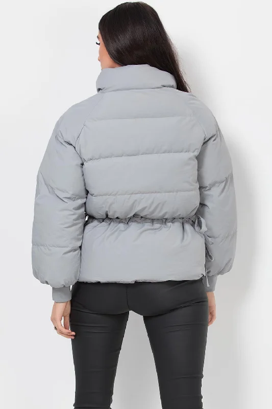 Puffer Jacket With Pocket Detail Grey