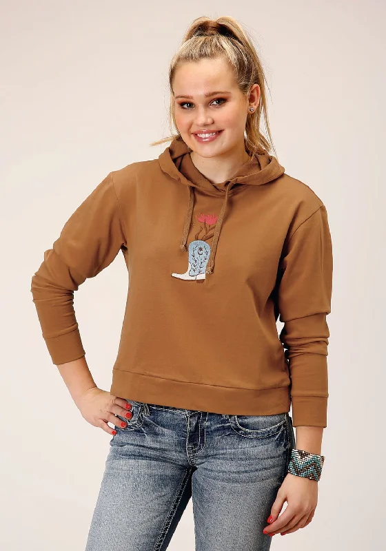 Roper Womens Micro Fleece Tobacco Brown 100% Cotton Hoodie