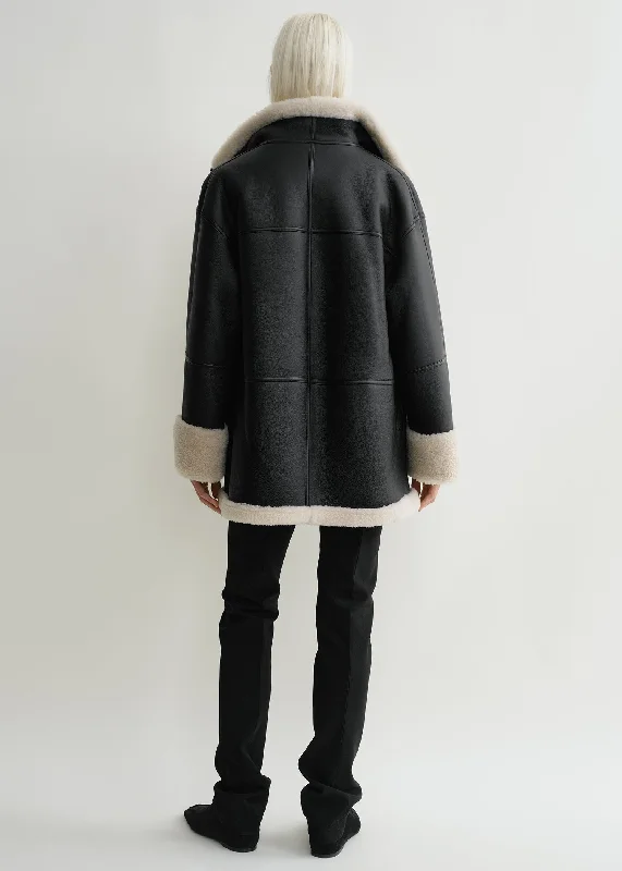 Signature shearling jacket black/off-white