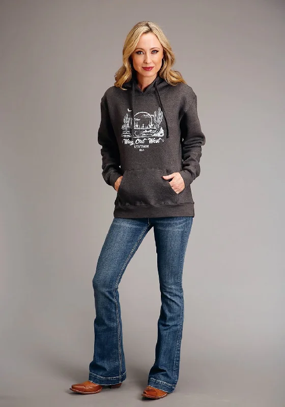 Stetson Womens Way Out West Grey Cotton Blend Hoodie