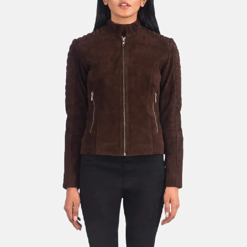 Dark Brown Suede Trucker Jacket - Goatskin Leather