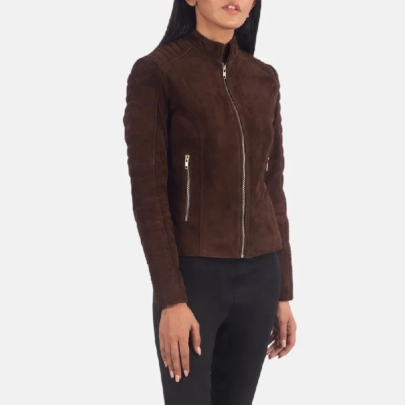 Dark Brown Suede Trucker Jacket - Goatskin Leather