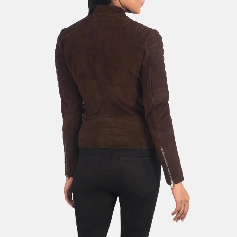 Dark Brown Suede Trucker Jacket - Goatskin Leather