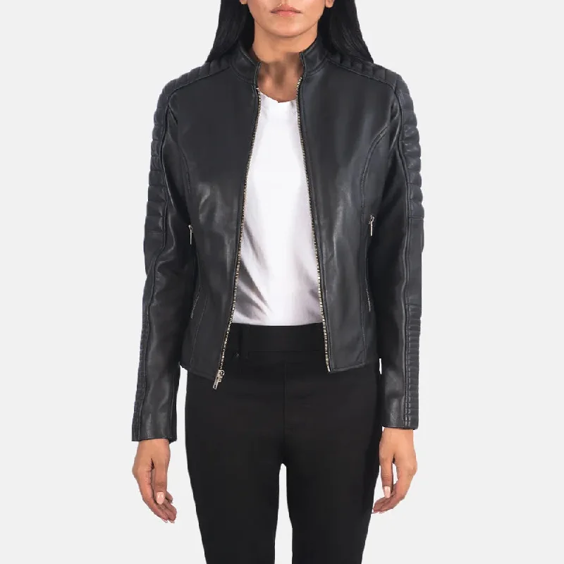 Women Biker Jacket with Zipper Cuffs